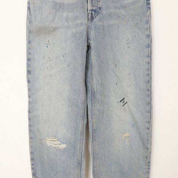 EVERLANE The 90's Way High Jean 25 Rigid Paint Splatter Light Blue Wash NWT B70 - Picture 4 of 6